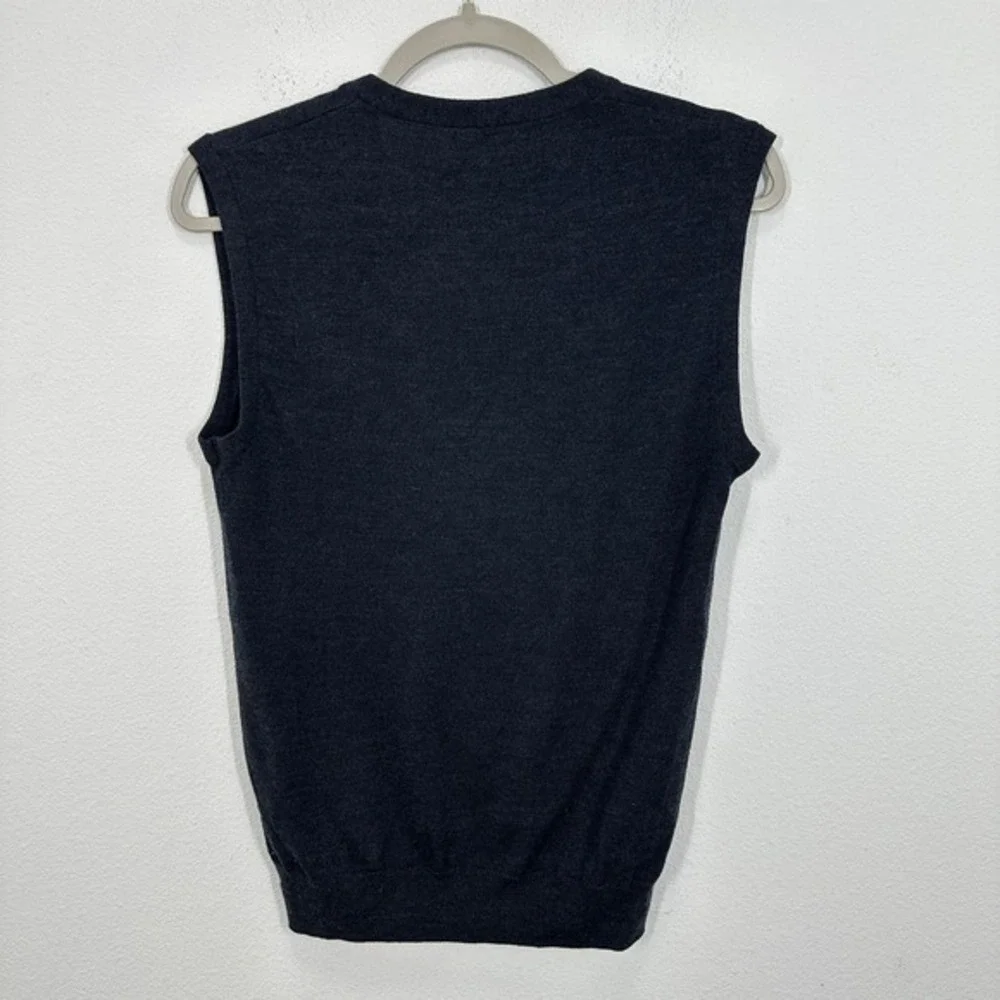 J. Crew Men's Dark Gray 100% Merino Wool V Neck Sweater‎ Vest Preppy Academia